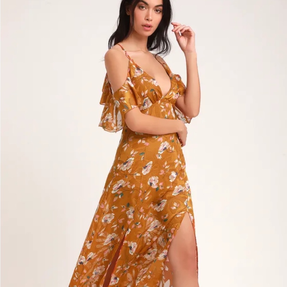 Lulu Abundant Happiness Rust Orange Floral Print Jacquard Maxi Dress